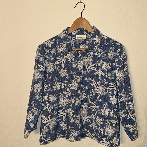 Coldwater Creek Tops - COLDWATER CREEK Linen Blend Floral Snap Front Shacket/Blouse Top Size M